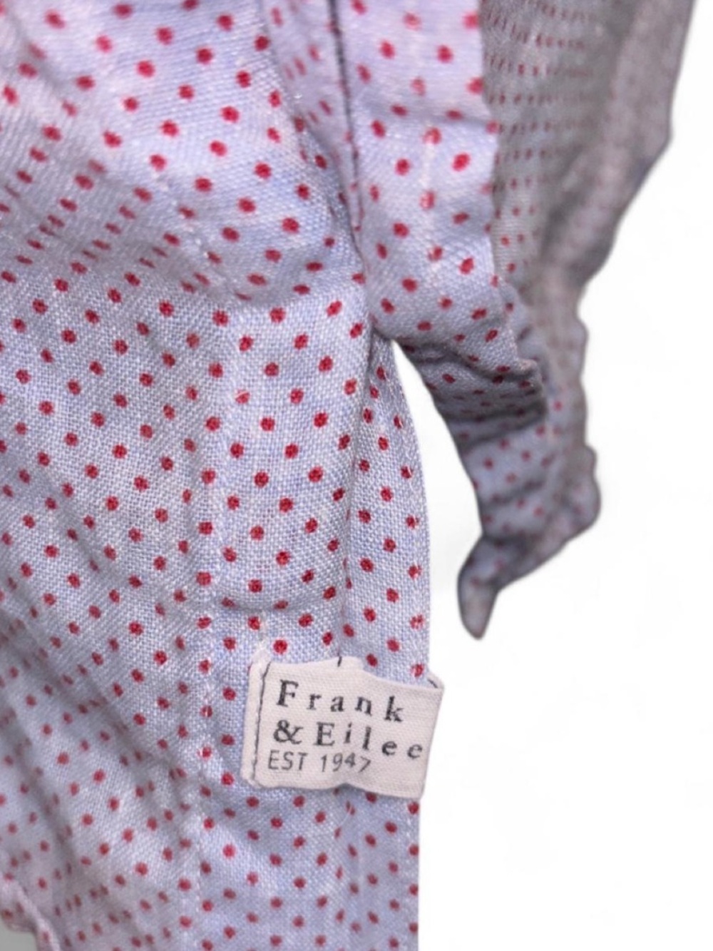 Frank & Eileen Blue Shirt with Red Polka Dot Print - Picture 3 of 8